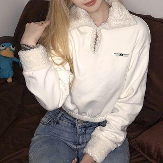 Fleece Trim Collared Top
