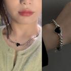 Heart Pendant Stainless Steel Choker / Bracelet / Set