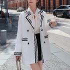 Double Breasted Contrast Trim Oversized Blazer