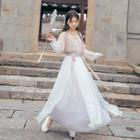 Long-sleeve Top / Short-sleeve Embroidered Top / High-waist Midi A-line Skirt