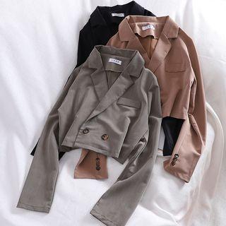 Long-sleeve Double-breasted Crop Blazer