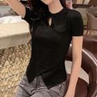 Irregular Hem Cut-out Short-sleeve T-shirt