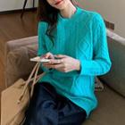 Cable Knit Sweater Aqua Blue - One Size