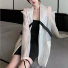 Contrast Trim Blazer Almond - One Size