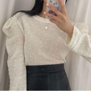 Dot Print Knit Blouse
