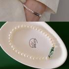 Gemstone Bar Pearl Bracelet