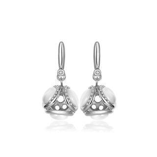 Noble And Elegant Geometric Sphere Earrings With Opal And Austrian Element Crystal Silver - One Size
