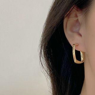 Square Alloy Earring 1 Pair - E4317 - 925 Silver - Gold - One Size
