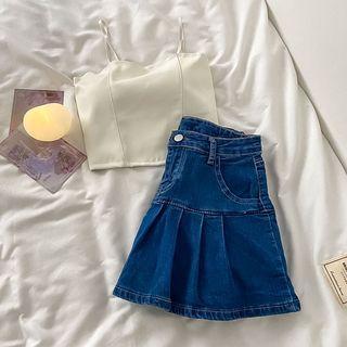 Plain Camisole Top / Denim Skirt