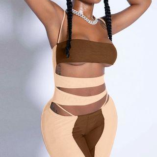 Spaghetti Strap Paneled Jumpsuit
