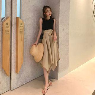 Plain Tank Top / Midi Hanky Hem Skirt