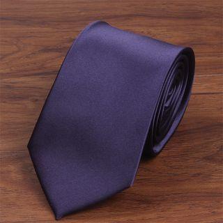 Plain Neck Tie Dark Purple - One Size