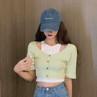 Mock Two Piece Cutout Cropped Top