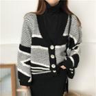 Patterned Cardigan / Turtleneck Sweater / Midi Skirt