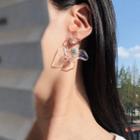Rhinestone Acrylic Flower Earring 1 Pair - S925 Silver - Transparent - One Size