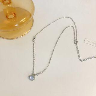 Rhinestone Pendant Alloy Necklace 1 Pc - Silver - One Size