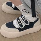 Platform Buckled Canvas Mary Jane Shoes