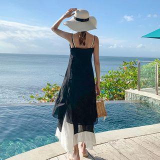 Asymmetric Hem Spaghetti Strap Midi Dress