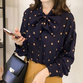 Bow Accent Dotted Shirt