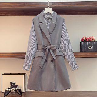 Striped Shirt / Notch Lapel Vest