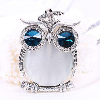 Jeweled Rhinestone Owl Necklace