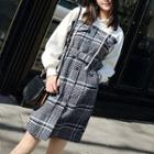 Plaid Panel Hooded Mock Two-piece Dress