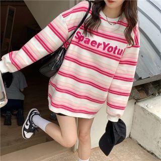 Lettering Striped T-shirt Pink - One Size