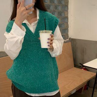 Sleeveless Plain Knit Top / Long-sleeve Plain Shirt