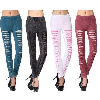 Lace Insert Ripped Leggings
