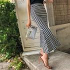 Striped Maxi Mermaid Skirt Black - One Size