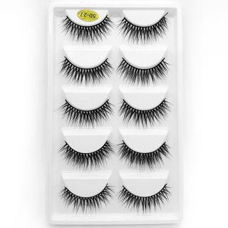 False Eyelashes - 5d-27 Five Pairs - Black - One Size
