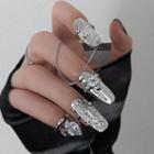 Set Of 4: Alloy Nail Ring (various Designs) Set Of 4 - Silver - One Size