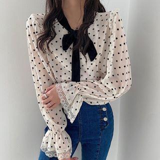 Dotted Velvet Blouse