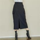 Flap-pocket Slit-front Skirt