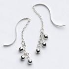 Bead & Wavy Sterling Silver Fringed Earring 1 Pair - Silver - One Size