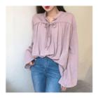 Tie-front Wide-sleeve Blouse