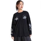 Embroidered Zip-up Sweatshirt Black - One Size