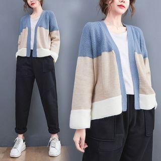 Color Block Cardigan Blue & Almond - One Size
