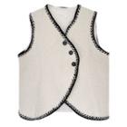 Asymmetrical Hem Tweed Vest Almond - One Size
