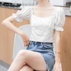 Short-sleeve Chiffon Cropped Blouse