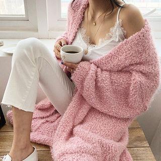 Open-front Boucl -knit Long Cardigan