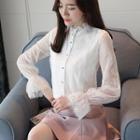 Long-sleeve Lace Ruffled Shirt