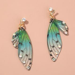 Butterfly Drop Earring 1 Pair - Ne836 - Butterfly Drop Earring - Blue & Green - One Size