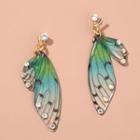 Butterfly Drop Earring 1 Pair - Ne836 - Butterfly Drop Earring - Blue & Green - One Size