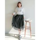 Accordion-pleat Long Lace Skirt