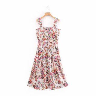 Sleeveless Floral Printed A-line Dress