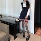 Long-sleeve Shirt / Vest / Pleated Mini A-line Skirt