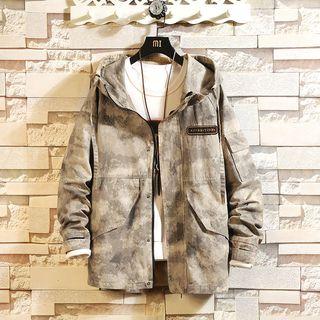 Camo Printed Zip Hooded Jacket