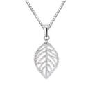 14k Italian White Gold Filigree Diamond-cut Leaf Pendant Necklace (16), Women Jewelry In Gift Box