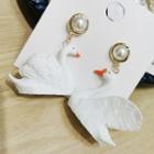 Faux Pearl Acrylic Swan Dangle Earring 1 Pair - As Shown In Figure - One Size